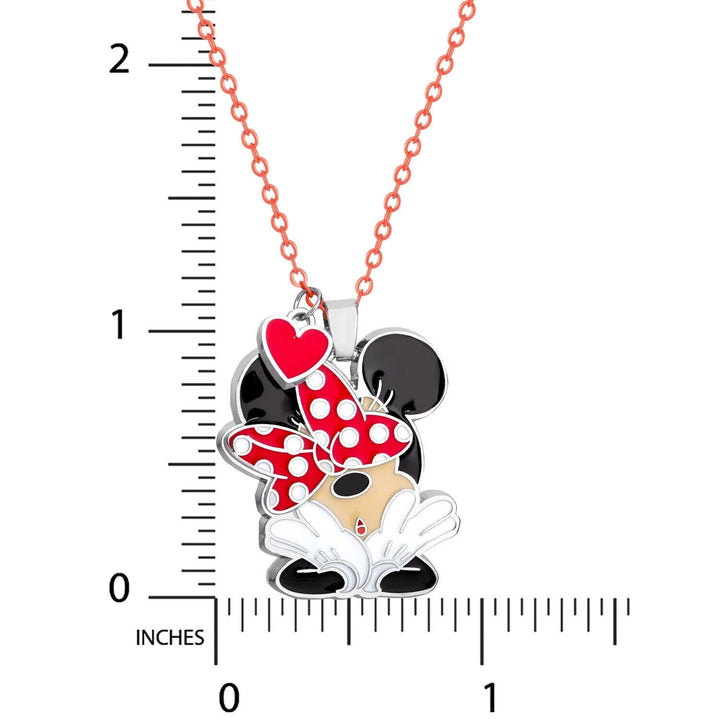 Disney Minnie Mouse Girls Fashion Jewelry Enamel Pendant Necklace 19" Chain