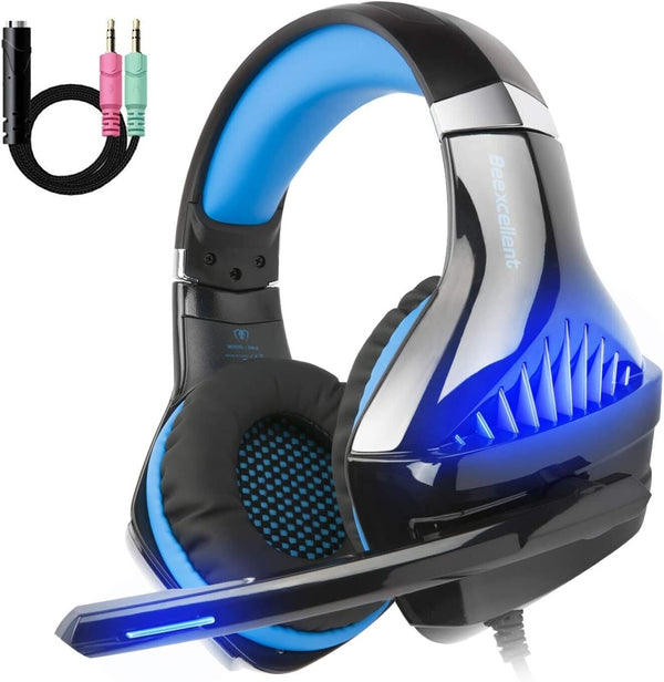 Gaming Headset with Microphone for PC PS4 Xbox One PS5 Headphones LED USB Wired