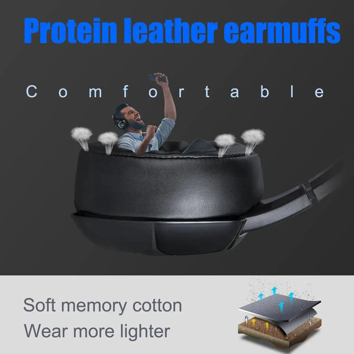 Gaming Headset with Microphone for PC Laptop PS4 Xbox One PS5 Headphones LED USB