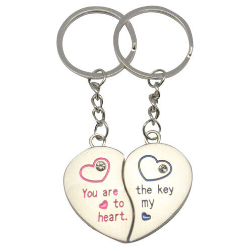 Love Heart Couple Key Chain Ring Keyring Keyfob Lover Gifts Couples Partner