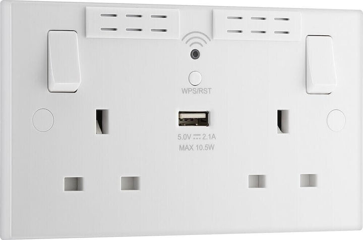 Wifi Extender Double Plug Socket Range Extension Double Gang with USB Thin Fast