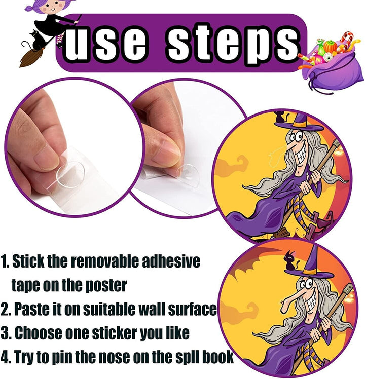 Halloween Decoration Props Stickers Pin Party Games Witch Poster for Kids Favors