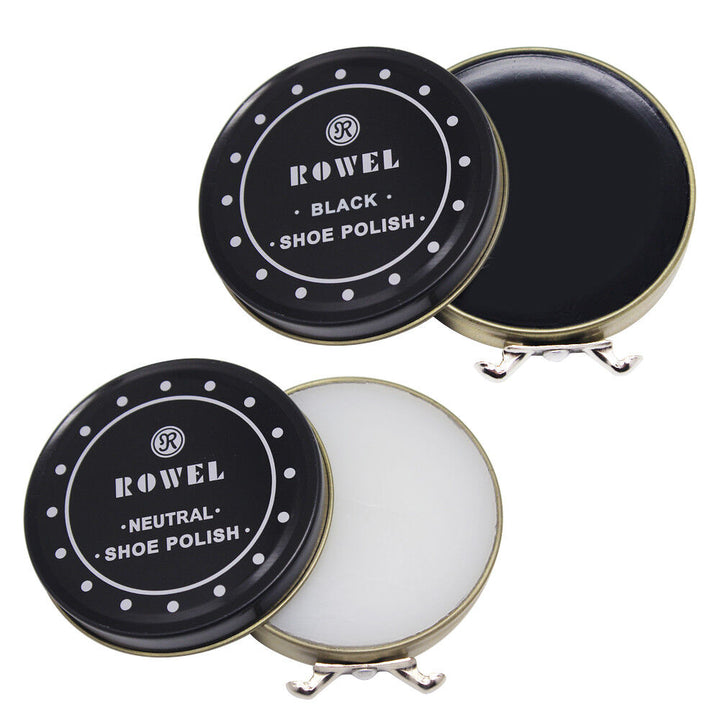 Black & Neutral Shoe Shine Polish Cleaning Brushes Set Kit in Travel Case 