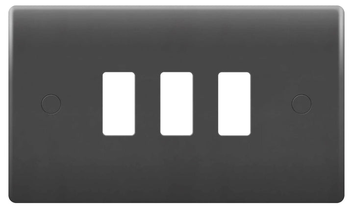 Light Switch Cover Plate Front Surround 3 Gang Module Grey Grid Face Metal BG