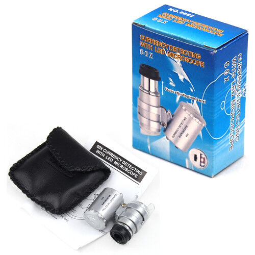 Mini 60x Jewellery Loupe with Light Magnifier Microscope Hallmarks Engraving