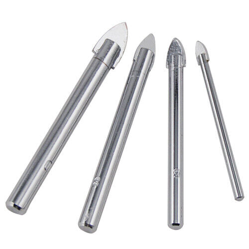 4 Piece Ceramic Tile/Glass/Mirror Drill Bits Set 4/8/10/6mm Cutter Floor Wall