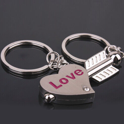 Heart & Arrow Cupid Couple Key Chain Ring Keyfob Love Gifts Couples Partner