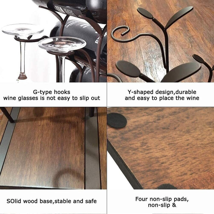 Free Standing Wine Rack Metal Holder 4 Bottles Glass Kitchen Countertop Storage