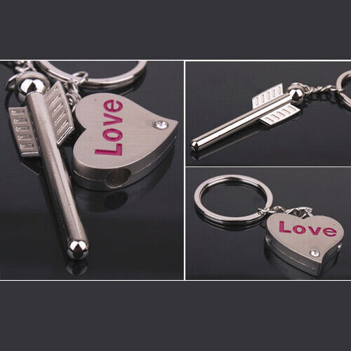 Heart & Arrow Cupid Couple Key Chain Ring Keyfob Love Gifts Couples Partner