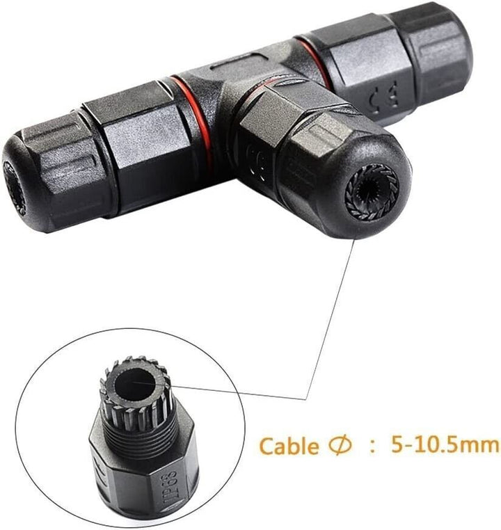 IP68 Waterproof Cable Connector 3 Way Outdoor Electrical Power Lighting Splitter