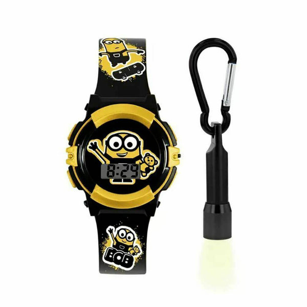 Minions Boys Digital Quartz Watch Silicone Bob Flashing Torch Gift Set Childrens