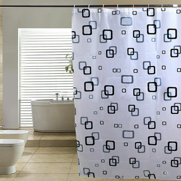 Luxury Modern Bathroom Shower Liner Curtains Extra Long with Hooks 180 x 180cm