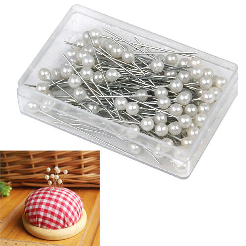 100 Ivory Shimmering Pearl Headed Pins Bridal Floral Craft Wedding Hair Trinket
