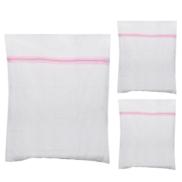 3x Zipped Laundry Washing Machine Mesh Net Bra Socks Lingerie Underwear Wash Bag
