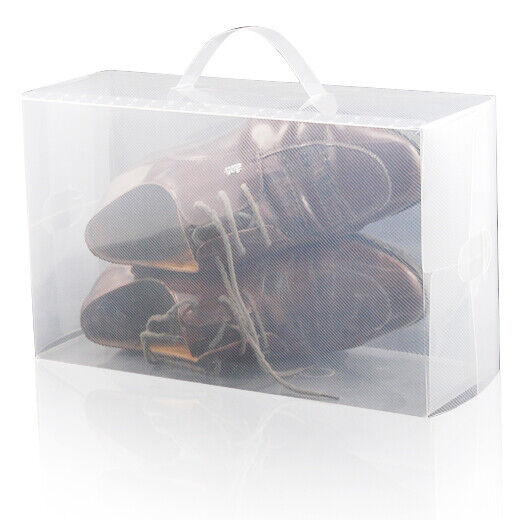 Heavy Duty Mens Stackable Foldable Plastic Shoe Storage Boxes Organizer Trainers