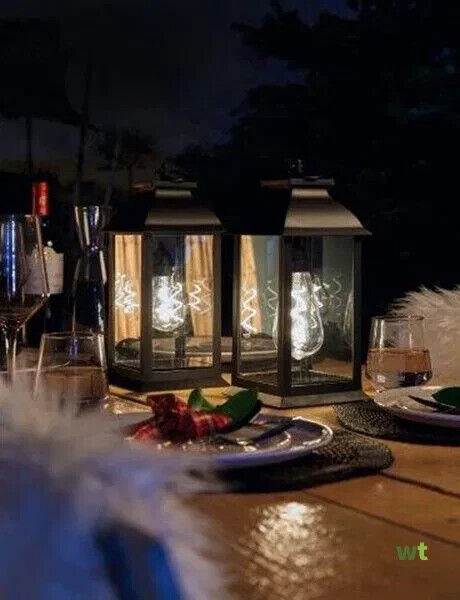 LED Lantern Table Lamp Battery Powered Black A60 Indoor Outdoor for Outside