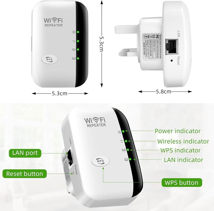 Wifi Extender Socket Booster with Ethernet Port Plug Range Extender for Home UK