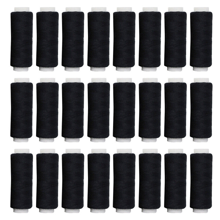 24 Black Spools Finest Quality Sewing All Purpose 100% Pure Cotton Thread Reel