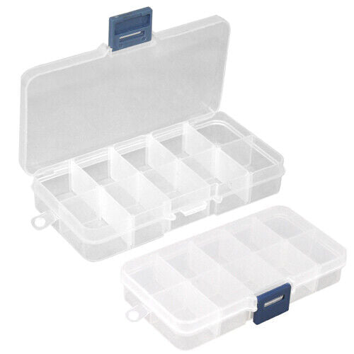 3x 10 Compartment Small Organiser Storage Plastic Box Craft Nail Art Fuse Beads