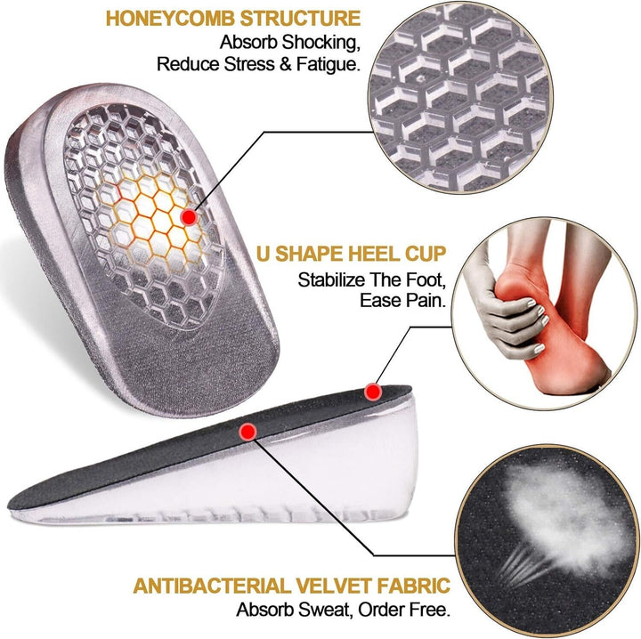 Shoe Height Increase Insoles Mens 3.5cm for Taller Insert Gel Heel Wedges Boost