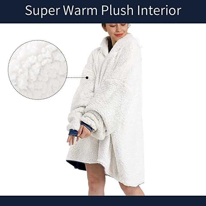 Adult Hoodie Blanket Oversized Super Soft Plush Sherpa Big Hooded Sweatshirt