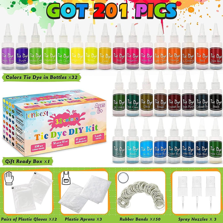 Tie Dye Set Kit 32 Colours Kids Adults Big Box Textile Paint Professional Craft