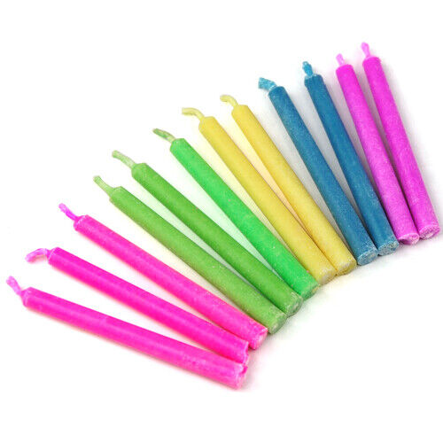 12 x Multi Coloured Flame Birthday Cake Candles Angel Party Novelty Decorations