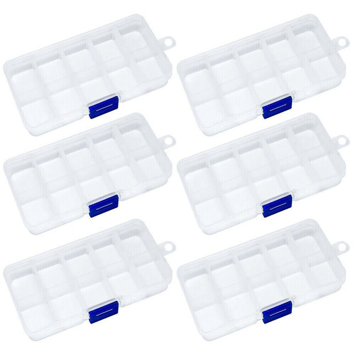 6x 10 Compartment Small Organiser Storage Plastic Box Craft Nail Art Fuse Beads