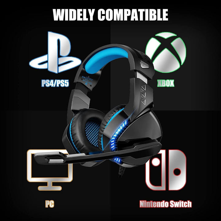 Gaming Headset with Microphone for PC Laptop PS4 Xbox One PS5 Headphones Bass