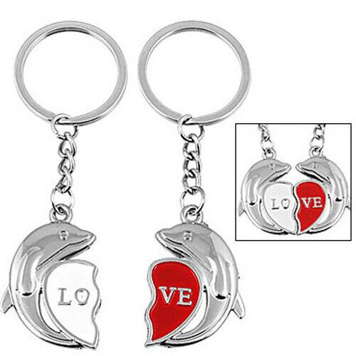 Magnetic Dolphin Couple Key Chain Ring Keyring Keyfob Love Gifts Couples Partner