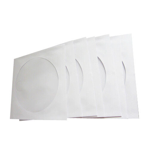 100 x CD/DVD Paper Envelope Sleeves Wallet Cover Case with Plastic Clear Window