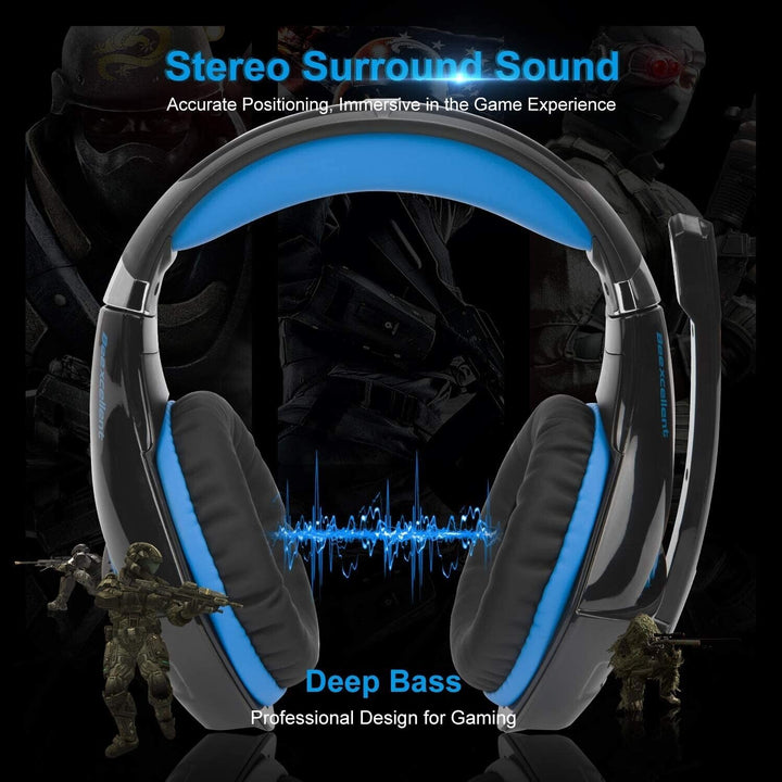Gaming Headset with Microphone for PC PS4 Xbox One PS5 Headphones LED USB Wired