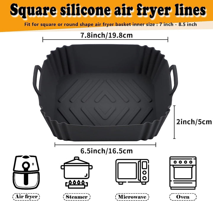 2x Silicone Pot for Air Fryer Dual Basket Liner Handle Baking Pan Fit For Ninja