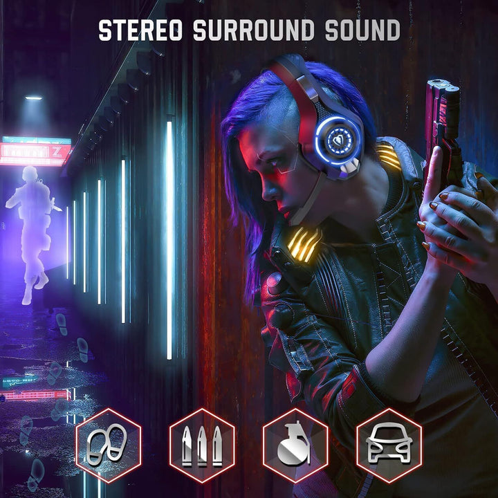 Gaming Headset with Microphone for PC Laptop PS4 Xbox One PS5 Headphones LED USB