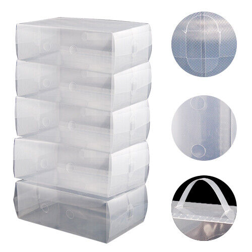 Heavy Duty Mens Stackable Foldable Plastic Shoe Storage Boxes Organizer Trainers