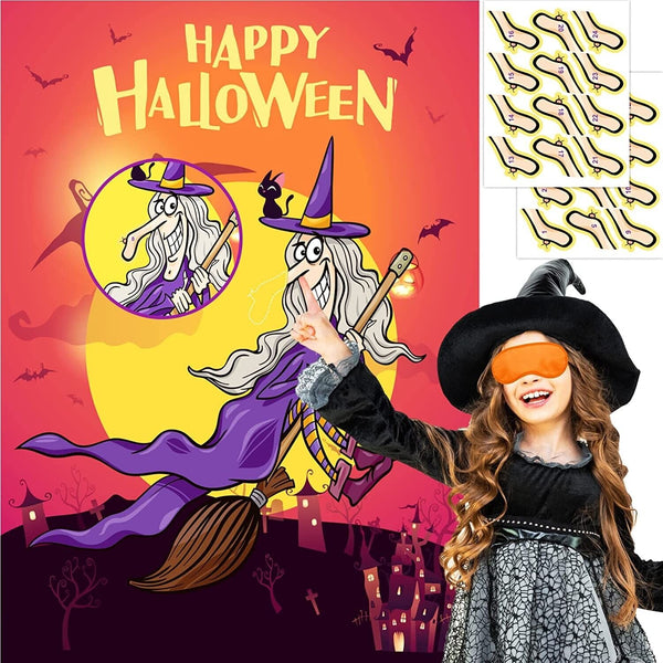 Halloween Decoration Props Stickers Pin Party Games Witch Poster for Kids Favors