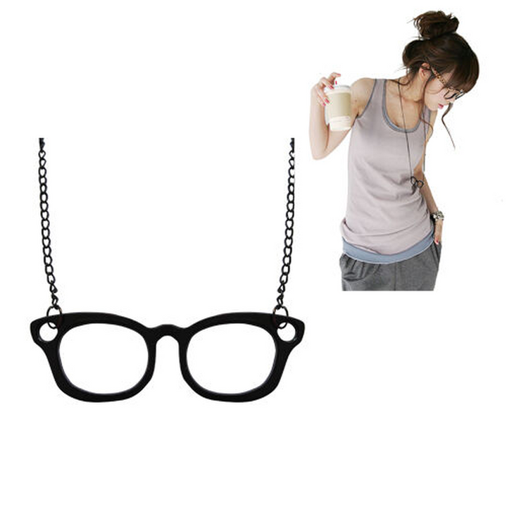 Retro Geek Glasses Chain Necklace