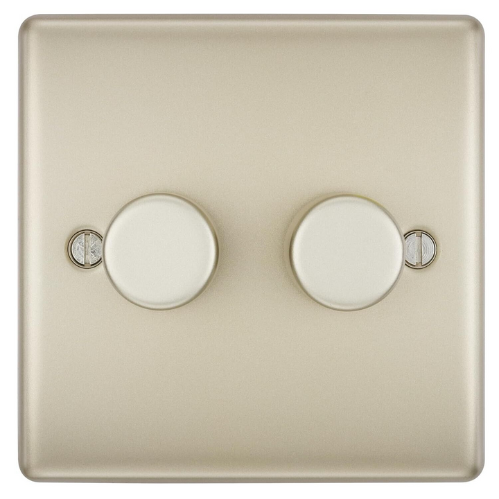 BG Electrical Pearl Nickel Double Dimmer