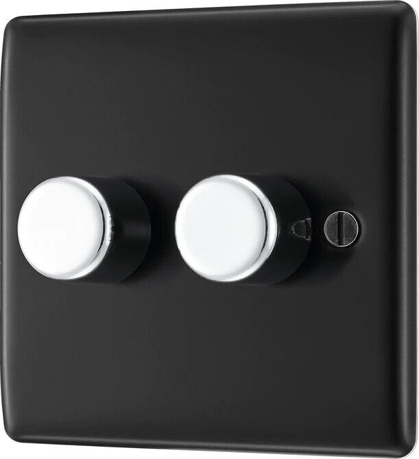 BG Electrical Double Dimmer Black Chrome (400W)