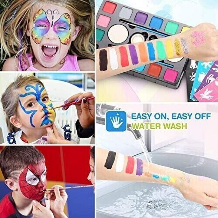 Face Paint, Stencils, Brushes & Sponges Kit