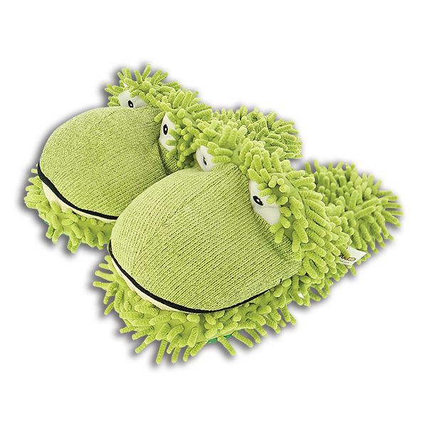 Children's Green UK Size 7 Fuzzy Friends Frog Slippers