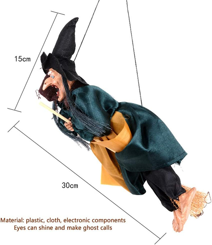 Green Halloween LED Cackling Witch