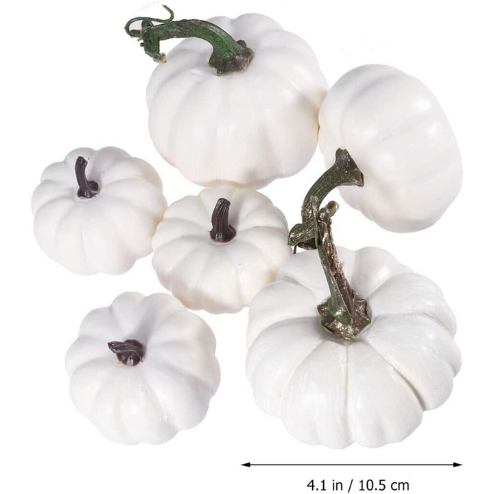 6 White Halloween Foam Pumpkins