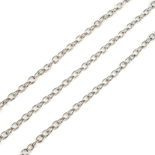 2m Metres 3x2mm Silver Plated Trace Chain Findings Jewellery Making DIY Artworks