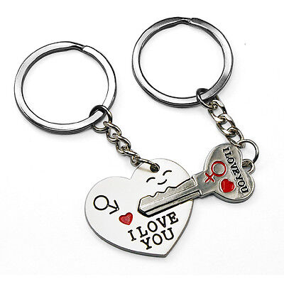 Arrow & "I Love You" Heart & Key Couple Key Chain Ring Keyring Keyfob Lover Gift
