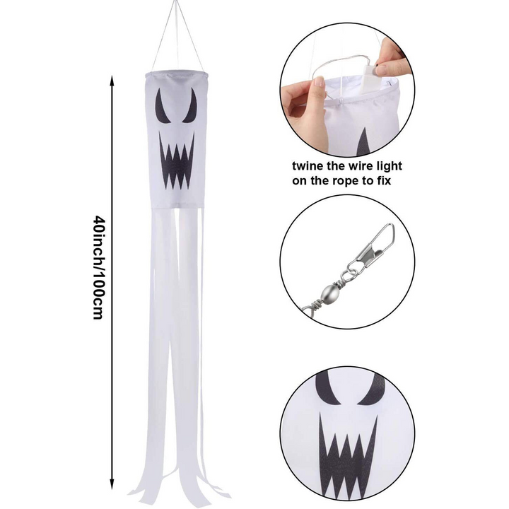 2 LED Tassle Ghost Lanterns