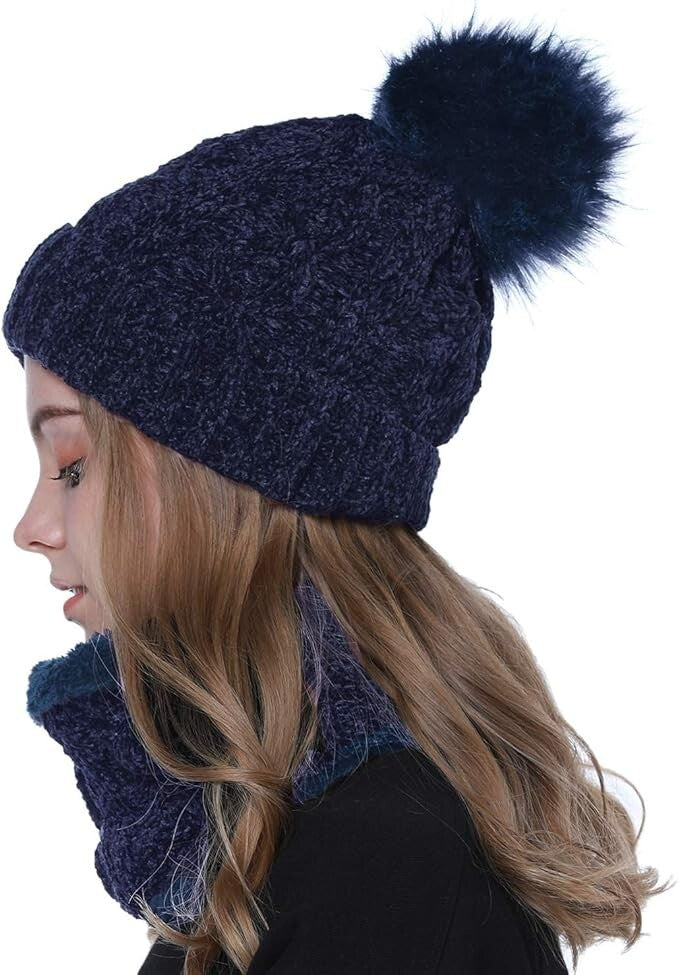 Blue Tacobear Knitted Beanie Bobble Hat