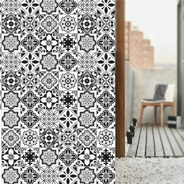 25 Black & White Pattern Tile Stickers