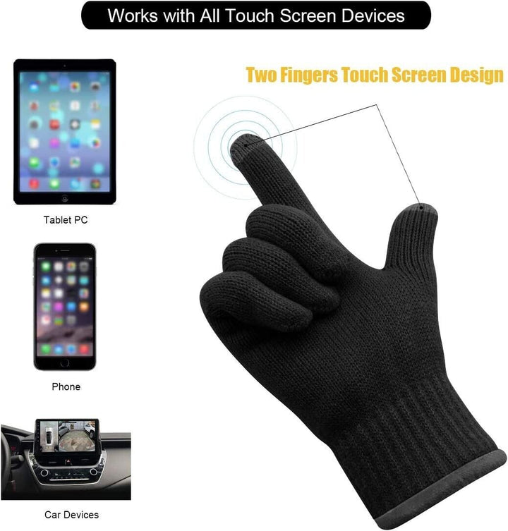 Black Thermal Touch Screen Knitted Gloves