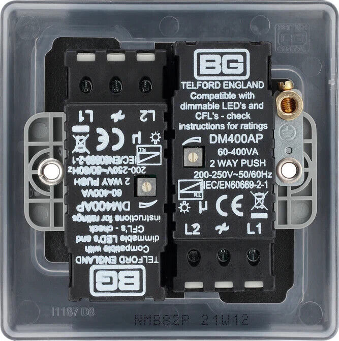 BG Electrical Double Dimmer Black Chrome (200W)
